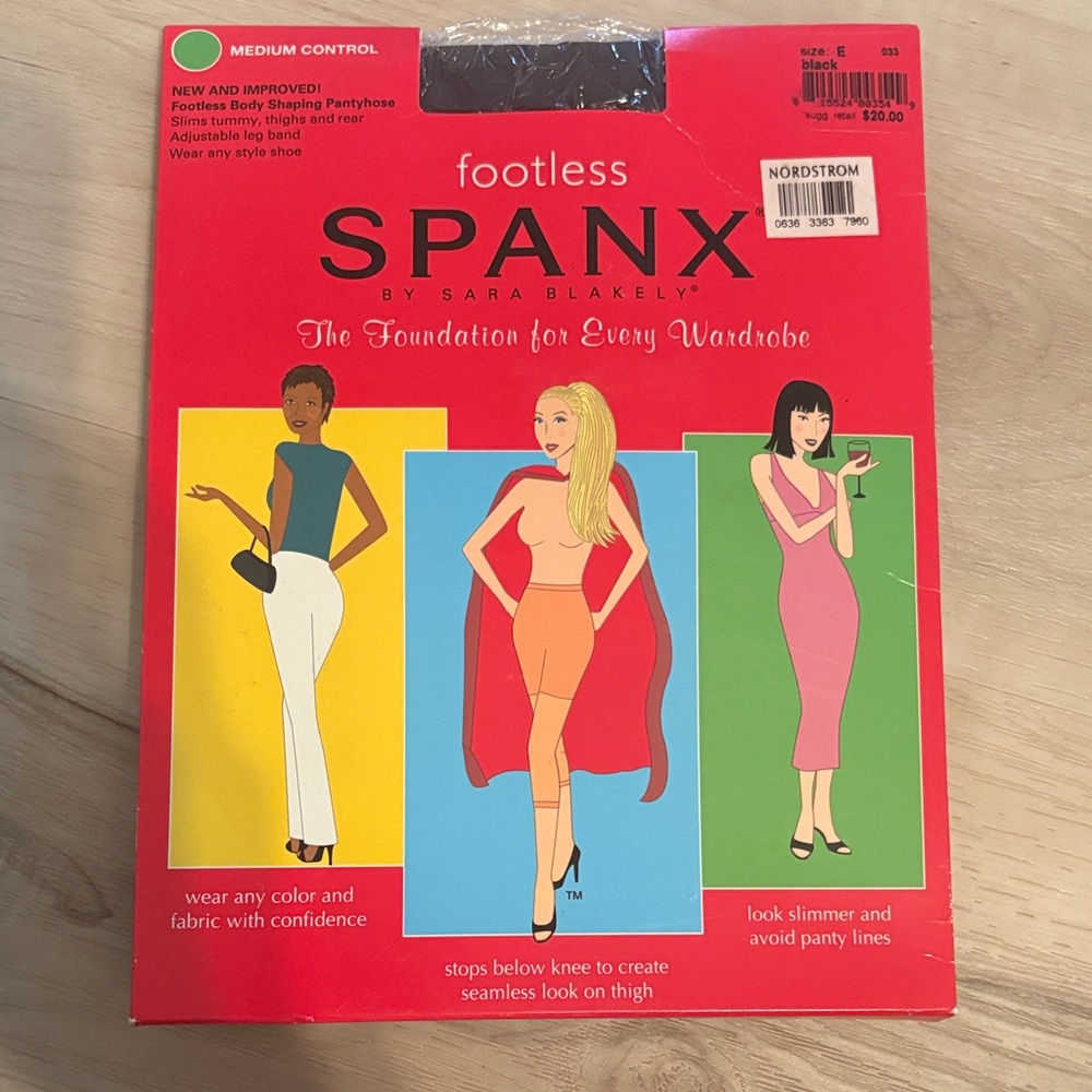 SPANX Footless Pantyhose in Red Packaging